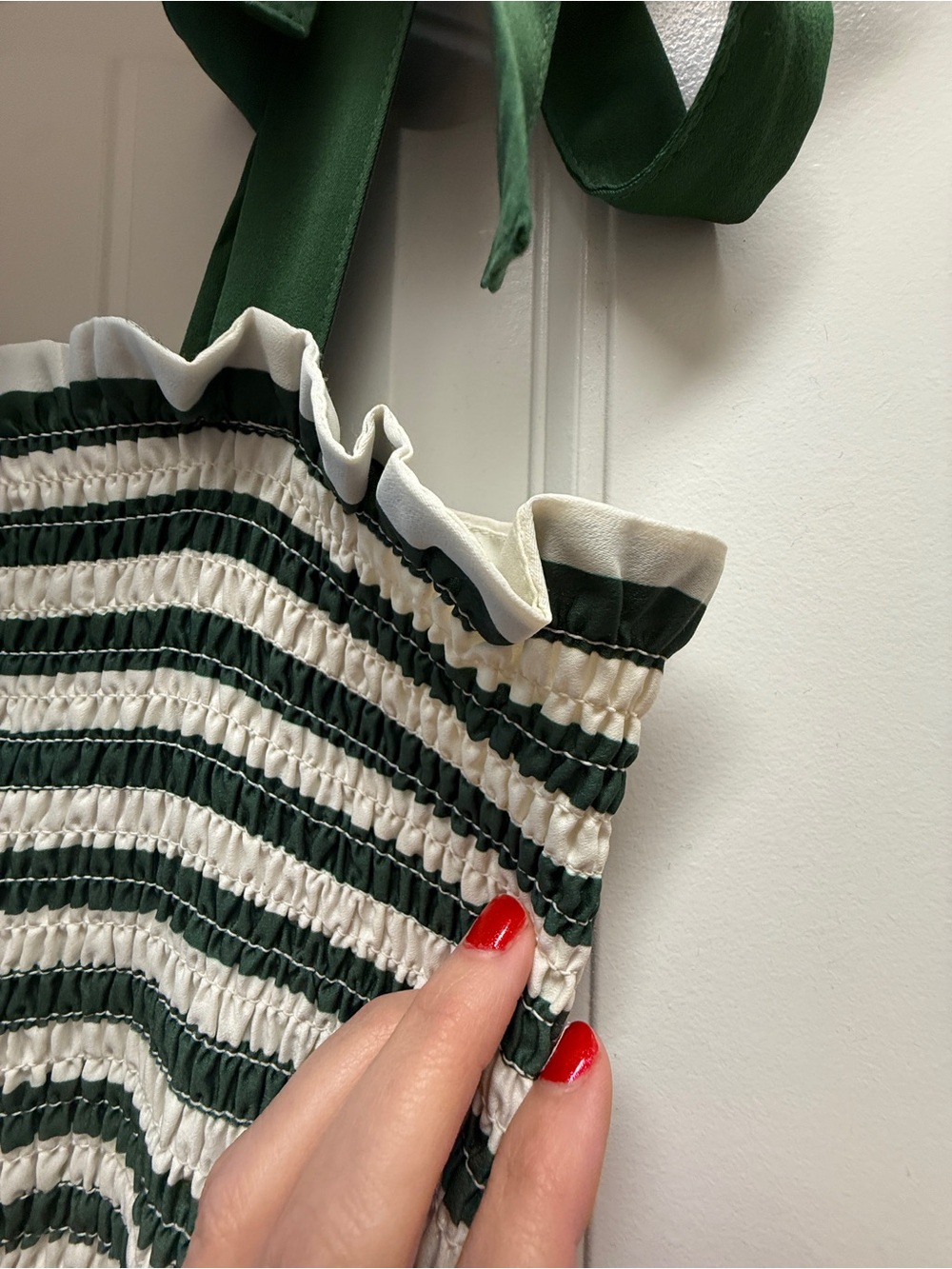 Summersalt Green and White Striped Smocked Waist Maxi Dress - MEDIUM - Picture 3 of 4